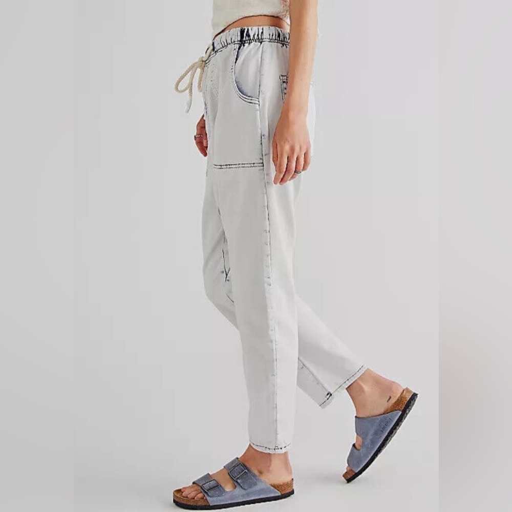One Teaspoon Light Wash Boyfriend Jeans with Drawstring Waist - Picture 4 of 13